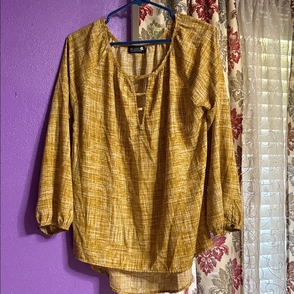 Women's Yellow Plaid Top